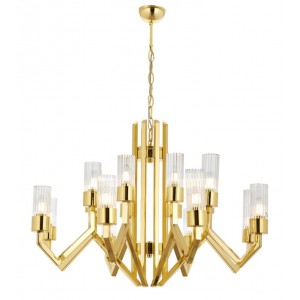 METAL AND GLASS GOLD CHANDELIER 85 CM DIAMETER LOAD: 100 CM